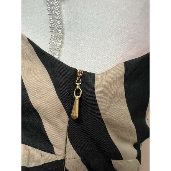Anthropologie Leifsdottir Black and Tan Striped Macaw Dress Size 8 $298 - Picture 12 of 15
